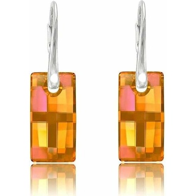 Swarovski Elements Urban krystal 20 mm Stříbrné náušnice visací oranžové obdélníky 31297.2