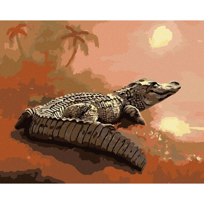ZUTY Malování podle čísel ALIGÁTOR HLEDÍCÍ DO VODY D. RUSTY RUST 40 x 50 cm Rámování vypnuté plátno na rám