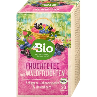 dmBio ovocný čaj černý rybíz borůvka 20 x 2,5 g