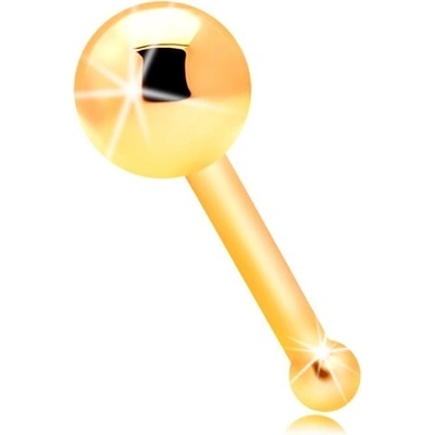 Šperky Eshop piercing do nosu ve žlutém zlatě rovný tvar lesklá hladká kulička S1GG206.13
