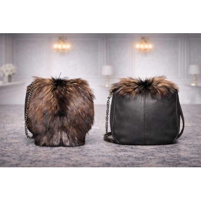 Max Original Leather Dámska kožušinová kabelka brown/blk