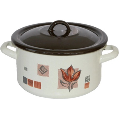 20 см (3, 6 л. ) плитка емайлирана тенджера с метален капак разцветка Рустика (17+39p/20 (12-1722))