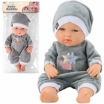 LEAN Toys Doll Baby In Grey Pajamas Hat Movable Hands Legs 30cm