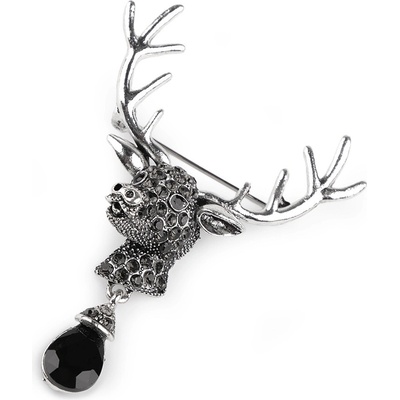 Stoklasa brož s broušenými kamínky jelen 1 platina černá