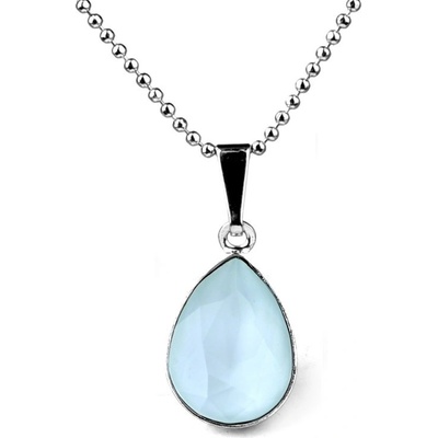Swarovski Elements Rhodiovaný náhrdelník modrá slzička, kapka 34252.3 Powder Blue