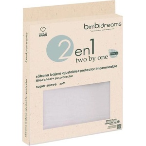 Bimbidreams Чаршаф с ластик и протектор 2 в 1 Bimbidreams - Basics Tencel, 70 x 140 cm, бял (8499000828219) - baby