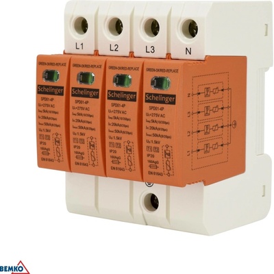 SCHELINGER Svodič přepětí 4P 5kA(10/350) TŘÍDA T1+T2 (B+C) ROZVODNICE
