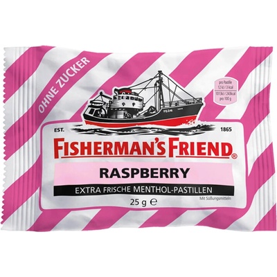 Fishermans Friend Malinové mentolové bonbony bez cukru 25 g