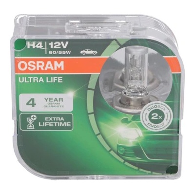 OSRAM Крушка OSRAM H4, 12V, 60/55W, 1650lm/1000lm, 2 броя