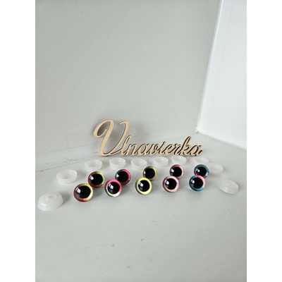 Sada 5ks oči s pojistkou 18mm farebne glitrove