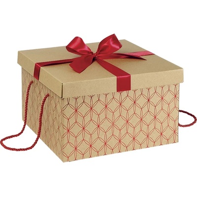 Giftpack Подаръчна кутия Giftpack - С червена панделка и дръжки, 34 x 34 x 20 cm (CP135ER)