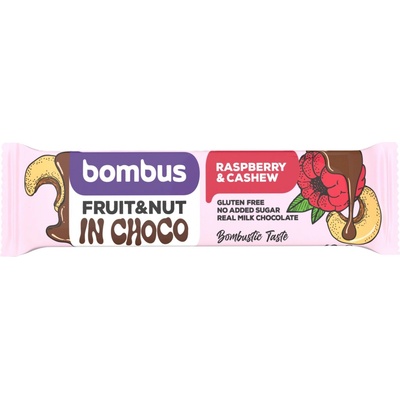 BOMBUS Fruit & Nut bar in choco raspberry & cashew 40g