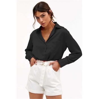 Madmext Дамска сатенена риза mg1104 - Черна #305938 (305938_Черно)