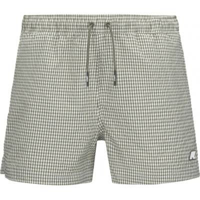 K-Way Мъжки бански слипове K-Way Hazel Check Beach Swim brief - White / Green Lichen (050-2432-0112)