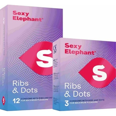 Sexy Elephant vroubkované kondomy Ribs & Dots 1 ks