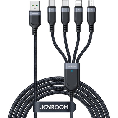 JOYROOM USB кабел 4в1 USB - A - 2 x USB - C / Lightning / Micro за зареждане и пренос на данни 1.2 м - черен KP27724 (27724)