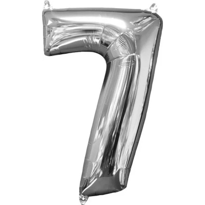 Amscan Балон от фолио - число 7 сребърен 66см