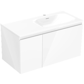 Mexen Orio шкафче за баня 90 см с мивка Vela дясна, 1S, 1D, бял гланц - 91A13-09047-3-BBFF00-W23P00 (91A13-09047-3-BBFF00-W23P00)