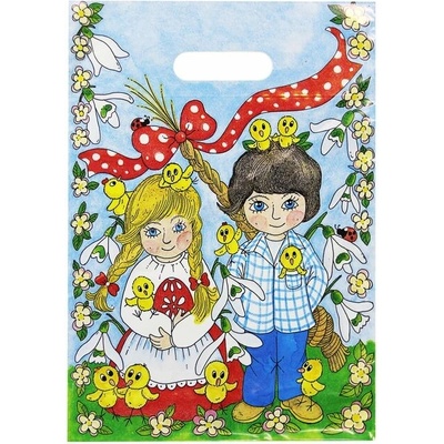 Velikonoční taška 25 × 35 cm bílá - Veselé Velikonoce
