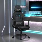 vidaXL Масажен гейминг стол с опора за крака, черен, изкуствена кожа (345465)