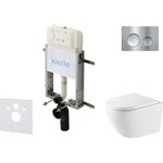 kielle Genesis New - Комплект структура за вграждане, тоалетна чиния Oudee Vortex, Rimless+, SoftClose седалка и бутон Gemini New I, лъскав хром 30528SZ65 (30528SZ65)