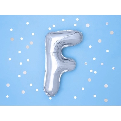 Party Deco FB2M F 018 Fóliový balón strieborný písmeno 35 cm F