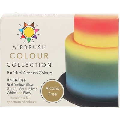 Sugarflair Sada barev na airbrush bez alkoholu 8 x 14 ml