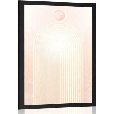 Plakát moderní broskvová duha Mid-Century - 60x90 black