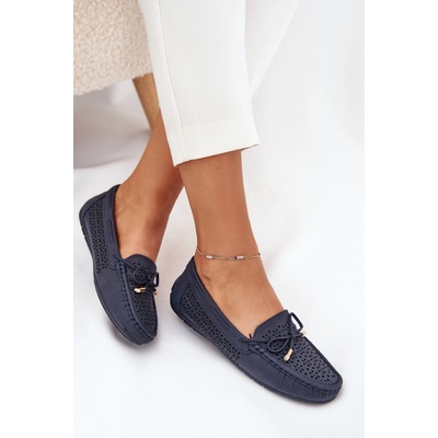 Boto Dámské mokasíny s květinovým vzorem a šněrováním modré Mirisa modrá