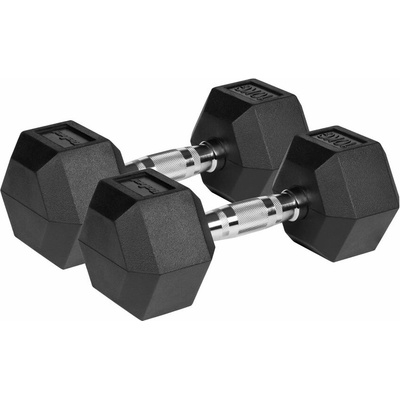 REBEL ACTIVE Liatinové pogumované činky HEX 2 x 10 kg
