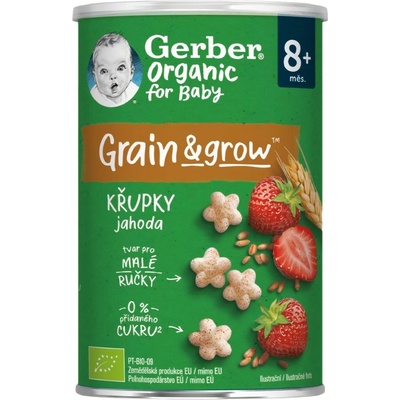 Gerber Organic chrumky pšeničné s jahodami 8m+, 35g