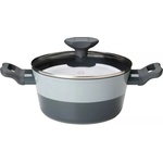 Tasty Тенджера със стъклен капак Tasty 678536, 20 см, 2.5 л, Индукция, Алуминий, Незалепващо покритие, Сив (678536)