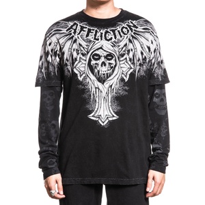 AFFLICTION мъжка тениска с дълъг ръкав misfits - bat 2fer - черна - affliction - a30415-bllb