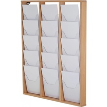 A-Z Reklama CZ Dřevěný nástěnný zásobník na A4 letáky 3x5 boxů