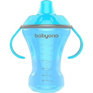 BabyOno Неразливаща чаша Babyоno - Natural, 260 ml, синя (5901435406076-синя)