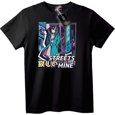NOONEBRAND Тениска с аниме улица - 2XL, Black