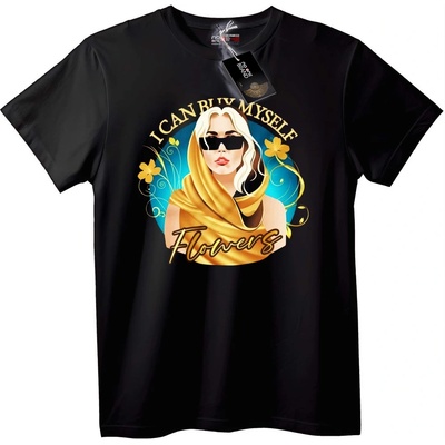 NOONEBRAND Тениска мога да си купя цветя - XXS, Black