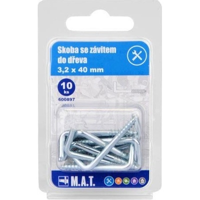 skoba se závitem do dřeva 40x3,2mm Zn (10ks)