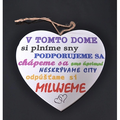 Tabuľka drevená srdce 20cm V tomto dome