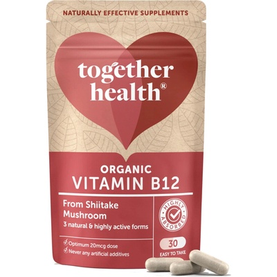 Together Health Organický vitamín B12 z huby Shiitake komplex troch bioaktívnych foriem 30 kapsúl