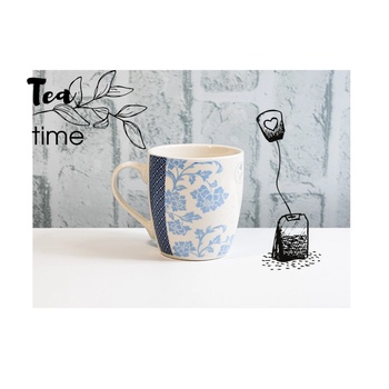 Image 1 of Чаша с дръжка сини рози 200мл (14215)