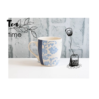 Чаша с дръжка сини рози 200мл (14215)