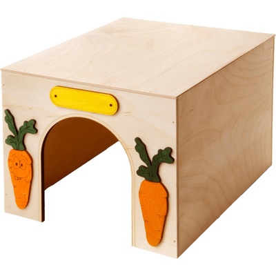 JK ANIMALS Dřevěný domek Kvádr pro králíky 28 x 23 x 19 cm