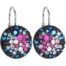 Evolution Group strieborné náušnice visiace s krištálmi Swarovski mix farieb okrúhle 31176.4 galaxy