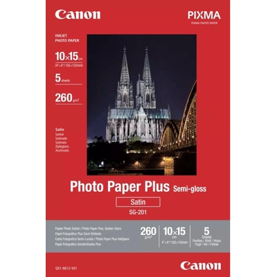 Canon Полугланцова фото хартия Canon SG-201, 10x15cm, Semi-glossy, 260 g/m2, 5 листа - 1686B072AA (1686B072AA)