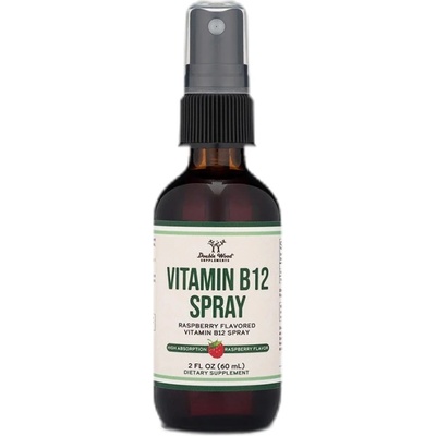 Double Wood Supplements B-12 Spray | Methylcobalamine 500 mcg [60 мл] Малина
