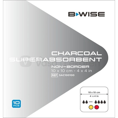 Bwise Krytie na rany superabsorpčné s aktívnym uhlím 10 x 10 cm 10 ks