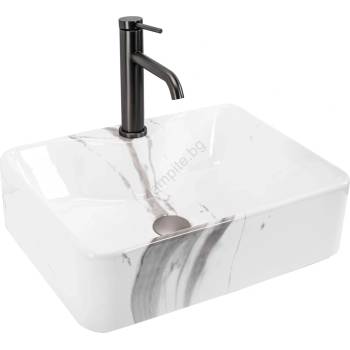 Rea REA-U5052 - Мивка за плот KELLY 38x49 cm керамика/бяла/мраморен декор (RE0281)