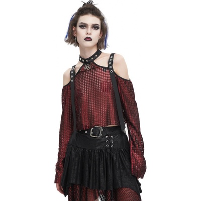 DEVIL FASHION tričko gotický and punk Red Čierna