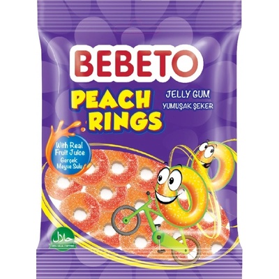 BEBETO Peach rings želé bonbóny 80 g